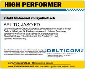 High Performer 2-Takt-Öl vollsynthetisch 5 Liter JASO F
