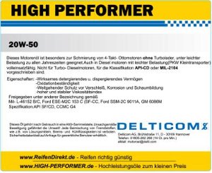 High Performer 20W-50 Oldtimer-Motoröl 1 Liter